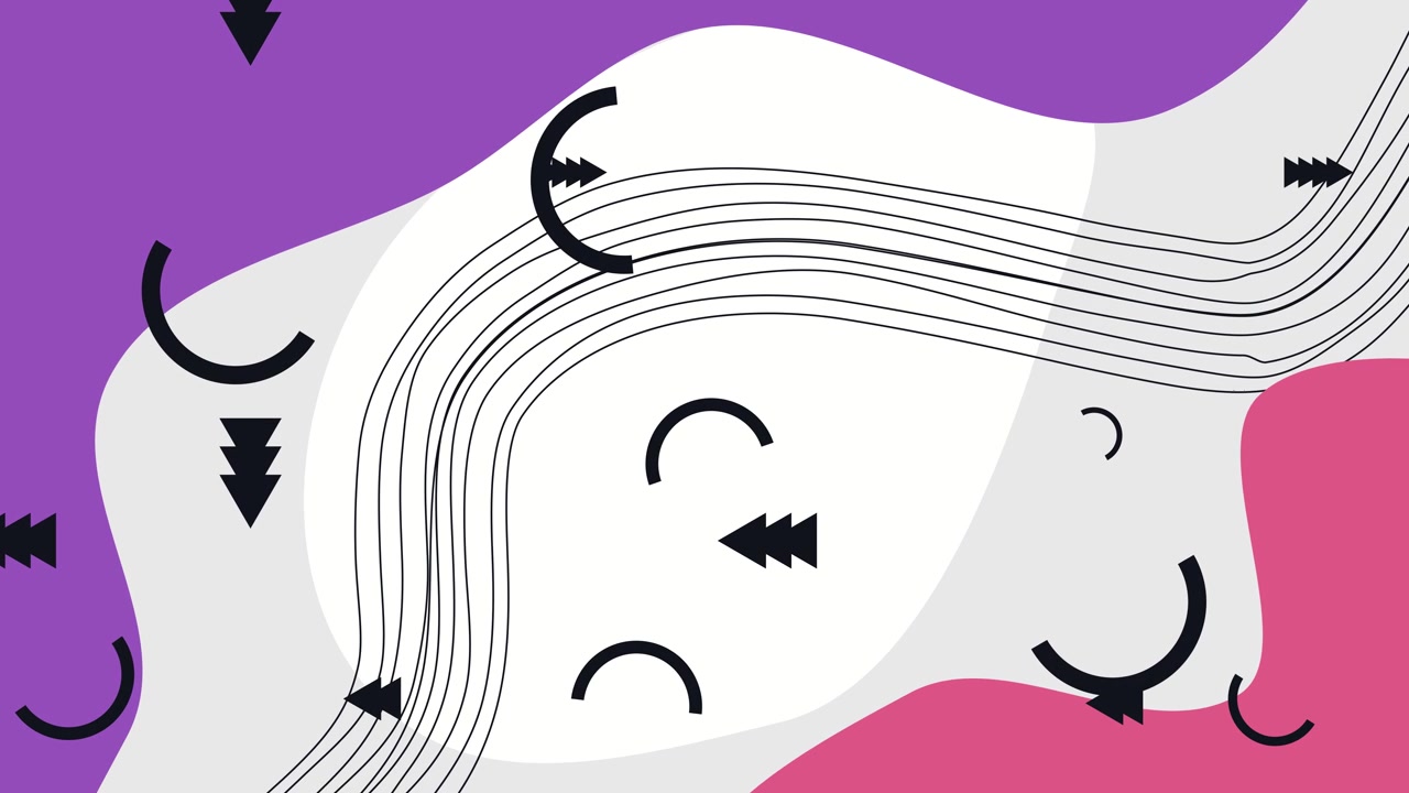 Abstract Animated Background with Moving Geometric Shapes and Flowing Lines