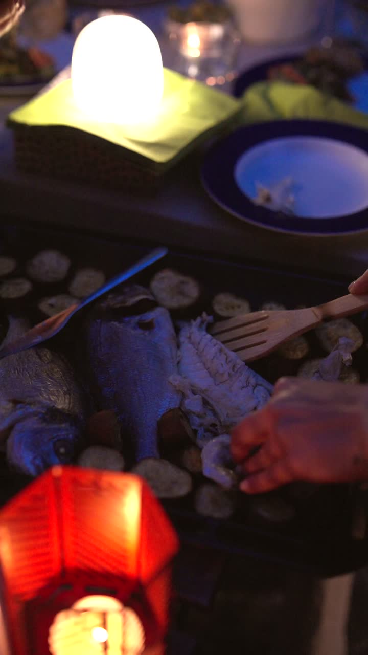 Outdoor Dinner with Grilled Fish