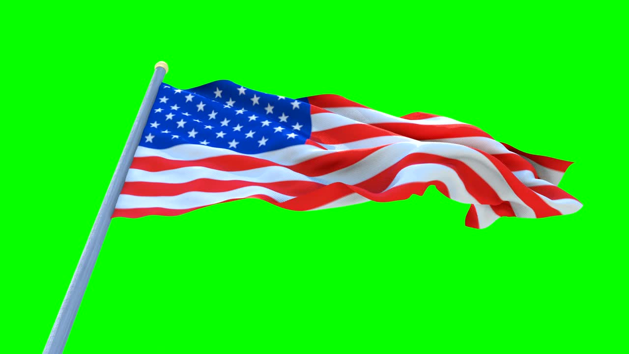 la bandera de los estados unidos ondeando en el fondo de la pantalla verde, animación de bucle sin costuras. estados unidos de américa