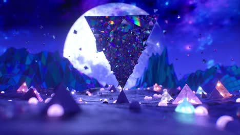 crystal pyramid in a sci-fi landscape