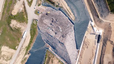 fixed shot over a landfill site, drone shot