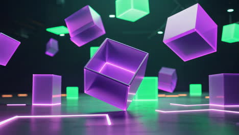 glowing abstract cubes with neon lights