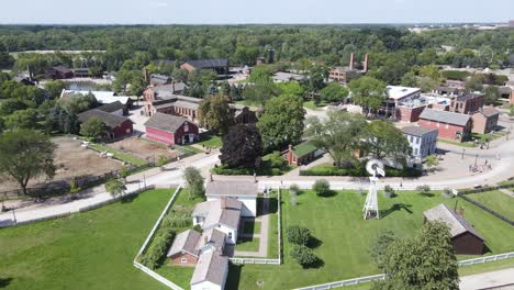 historic greenfield village, dearborn, michigan, usa, aerial drone view