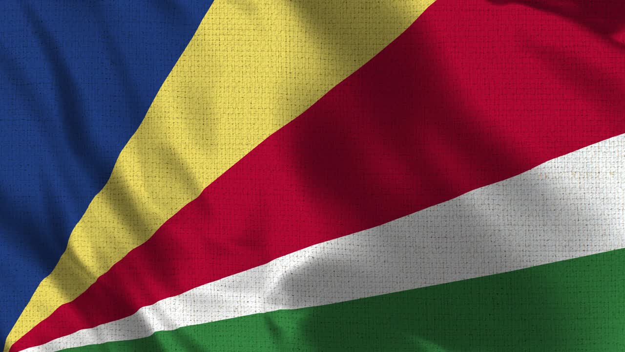 Seychelles Flag - Realistic 4K - 30 fps flag of the Sao Seychelles waving in the wind.