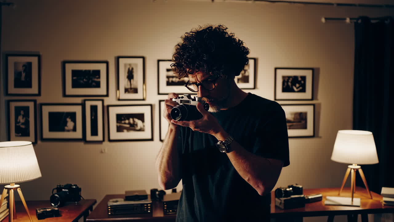 Photographer in a darkroom