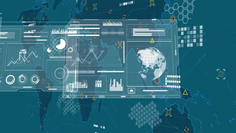 animation of data processing over world map