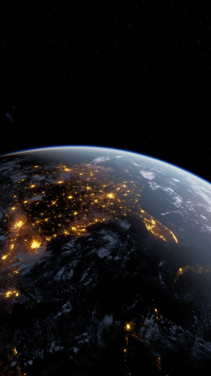 la tierra por la noche desde el espacio