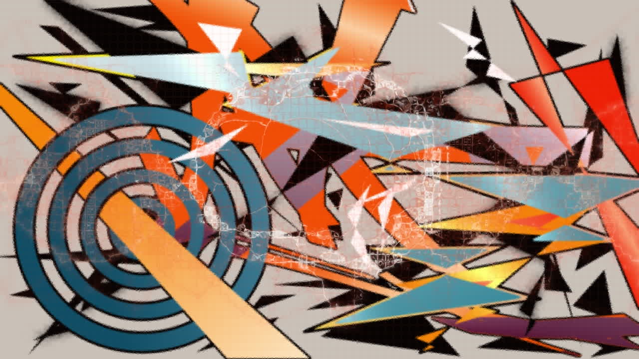 animación de diversas formas geométricas y cerebro giratorio