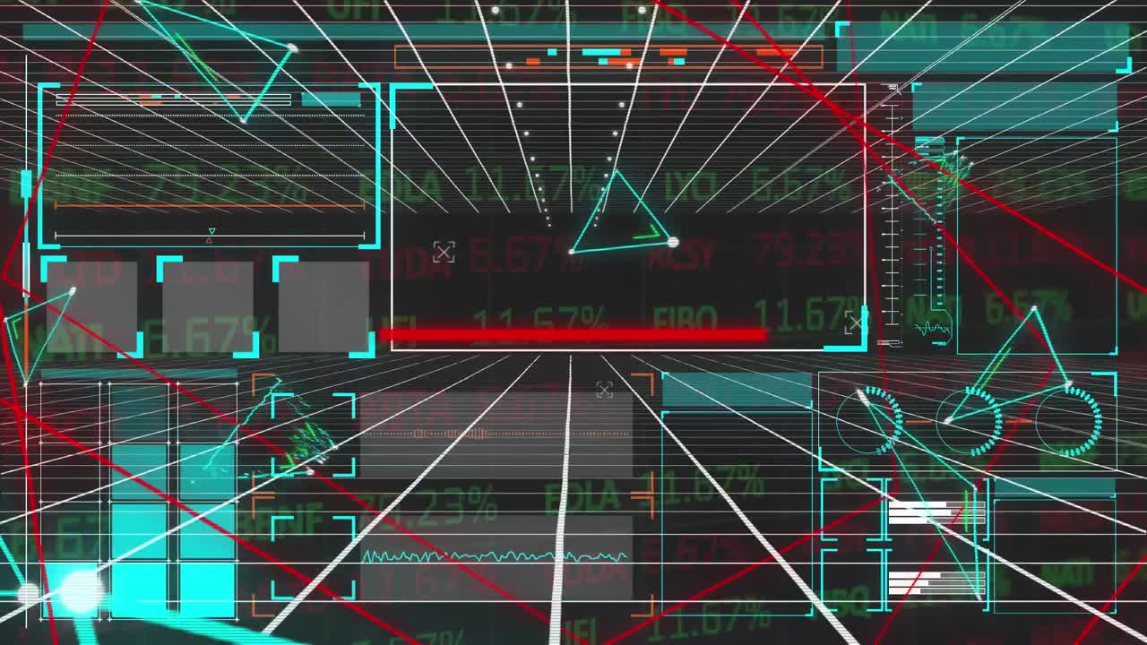 주식 시장 지수 배경에 대한 연결 네트워크의 애니메이션