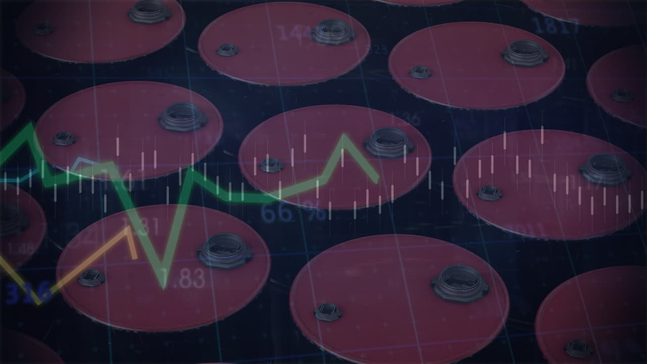 animación de datos financieros y gráficos sobre cerraduras