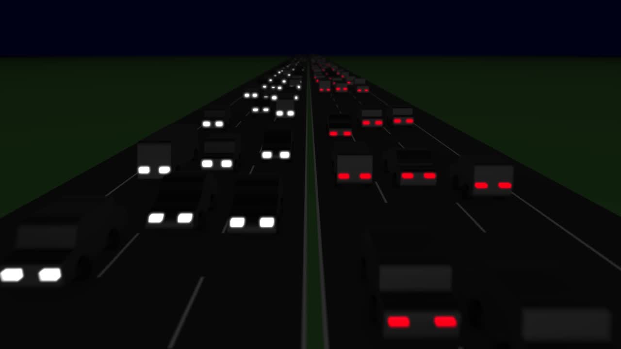 무거운 교통 밤 루핑