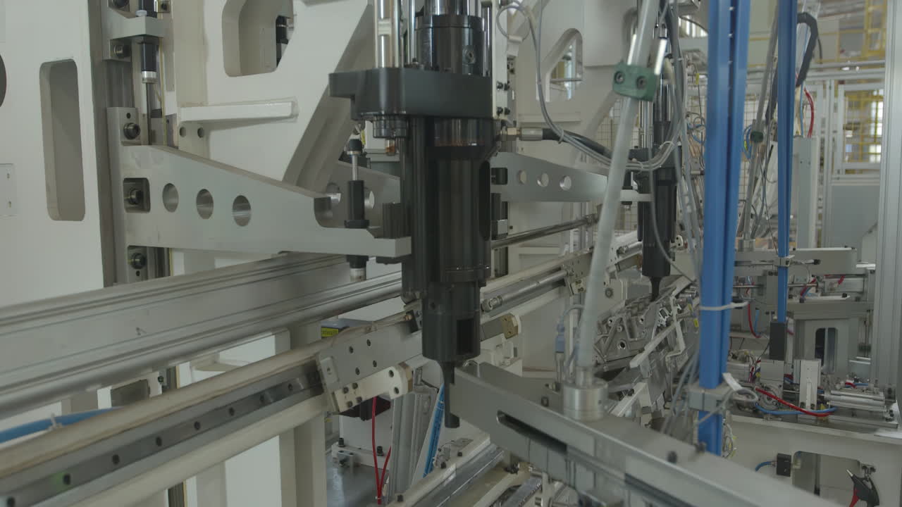 Mechanical parts of industrial equipment electronic devices production industry machinery emphasize efficiency, automation, and high-tech manufacturing processes