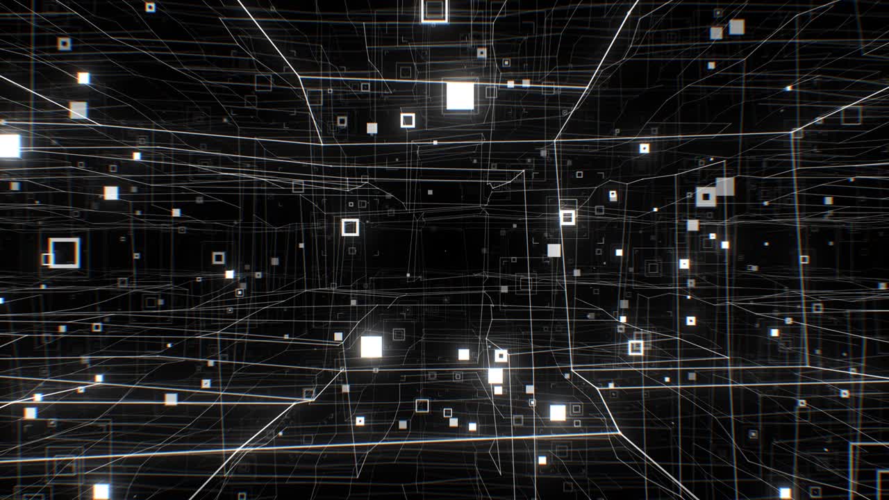 Working Internet Network Structure Seamless. Looped 3d Animation of Beautiful Flight Through the Digital Abstract White Network Grid. Technological Concept.