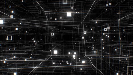 working internet network structure seamless. looped 3d animation of beautiful flight through the digital abstract white network grid. technological concept.