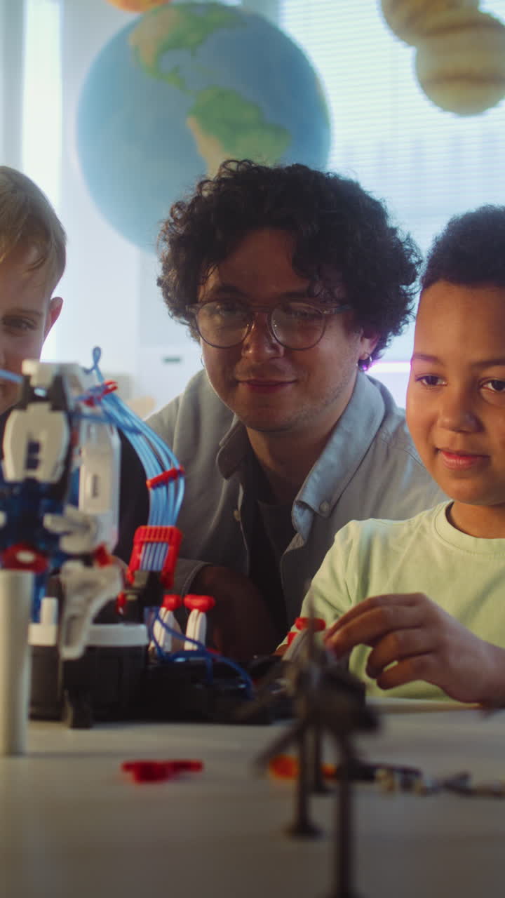 Children learning robotics in a classroom setting