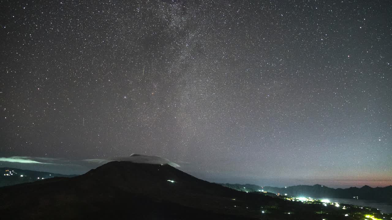 Starry Night View of a Volcano