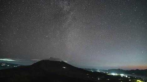 starry night view of a volcano