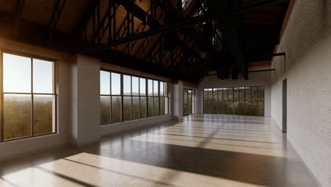 spacious industrial loft with large windows and natural light