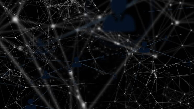 Animazione di una rete di connessioni su sfondo nero