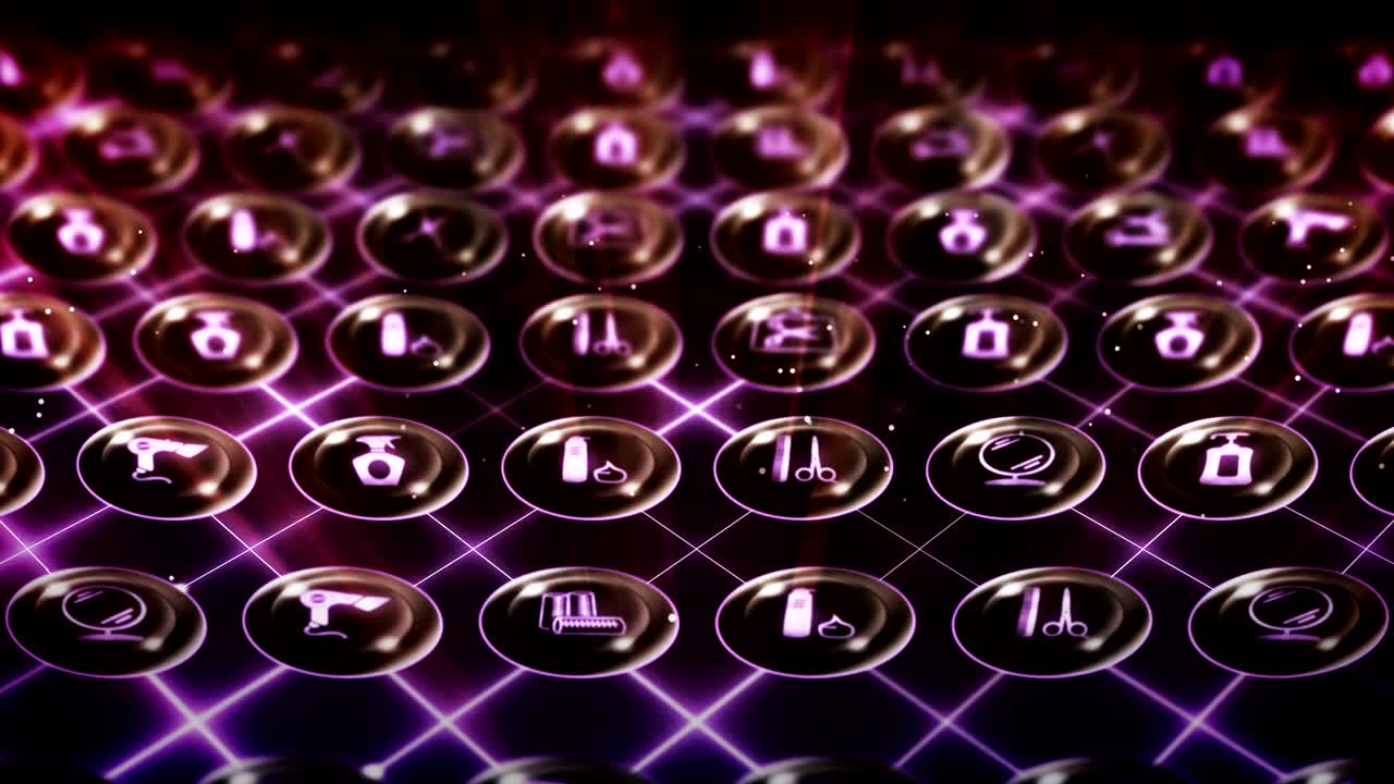 Set of Hairdresser Icons, Hair Salon Item Background, CG Loop Animation,