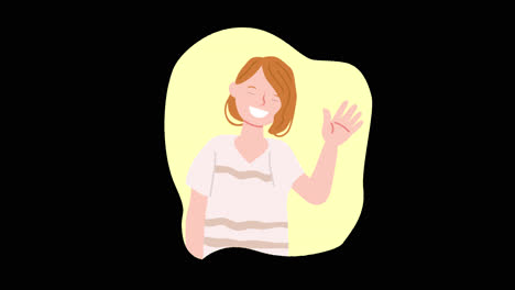 woman waving hello