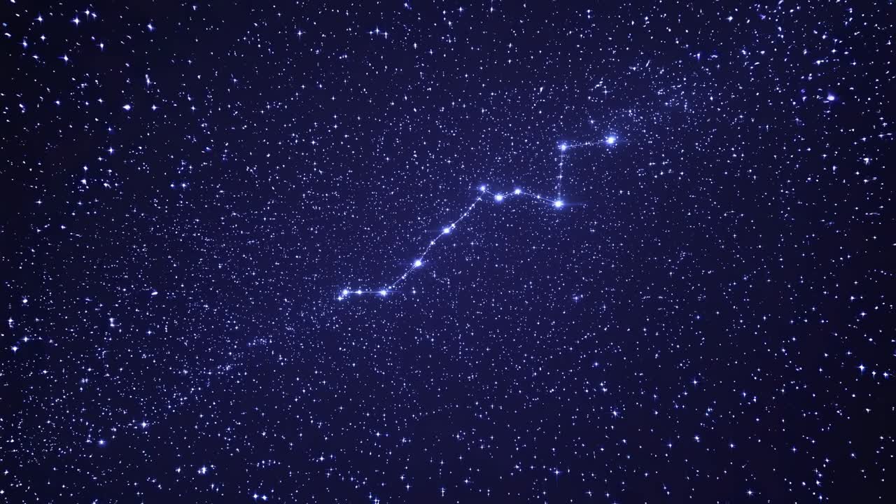 Un vídeo fascinante de un cielo nocturno estrellado con una constelación, capturado desde un ángulo bajo