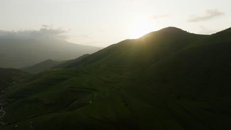 scenic mountains during sunset near chobareti village in southern georgia