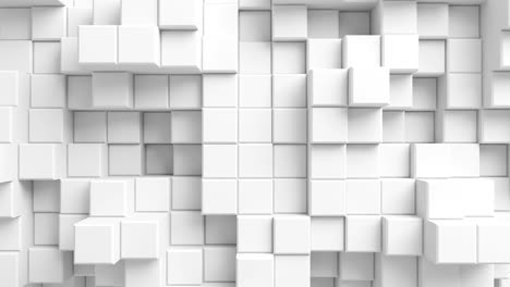 beautiful abstract cubes looped 3d animation. white wall moving. seamless background in 4k ultra hd.