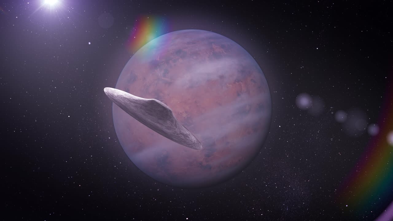 깊은 우주에 있는 소행성과 행성