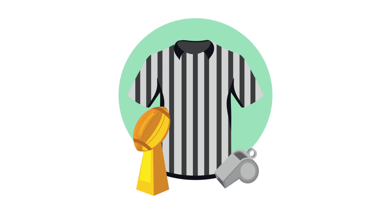 trofeo de fútbol americano con equipo de árbitro