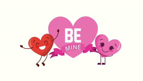 valentines card with love couple hearts and be mine label