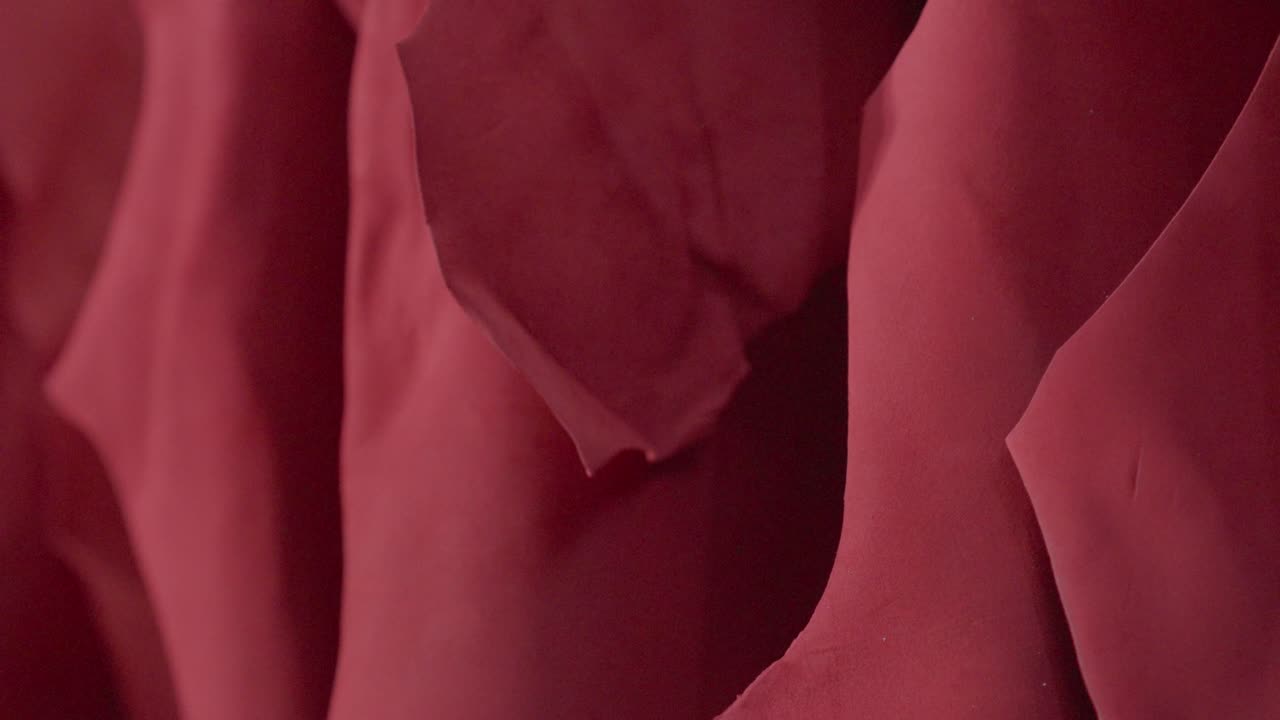 fotografía de primer plano de pieles de animales rojas hechas a mano secándose en una planta de fabricación de cuero y textiles