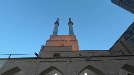 portal of jame (or friday) mosque at night, yazd