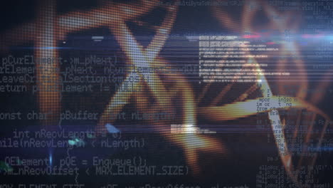 animación del procesamiento de datos sobre la cadena de adn