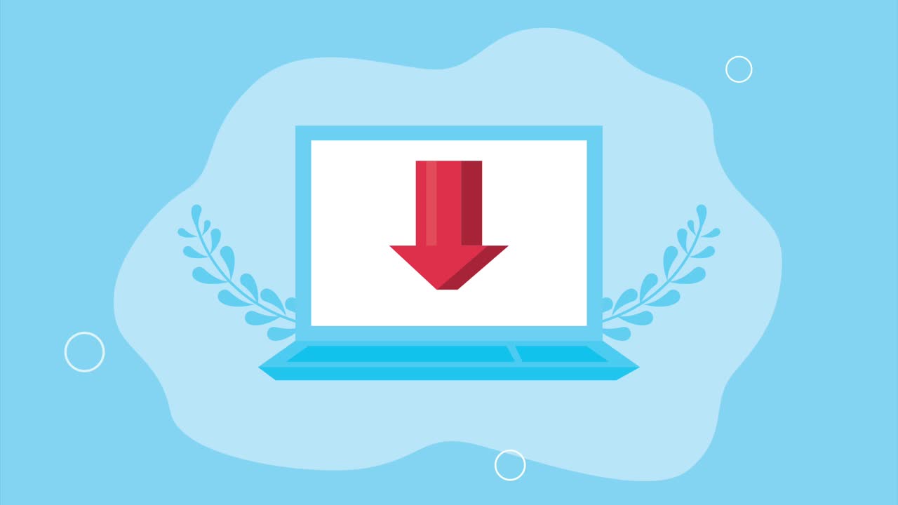 laptop with arrow download animation