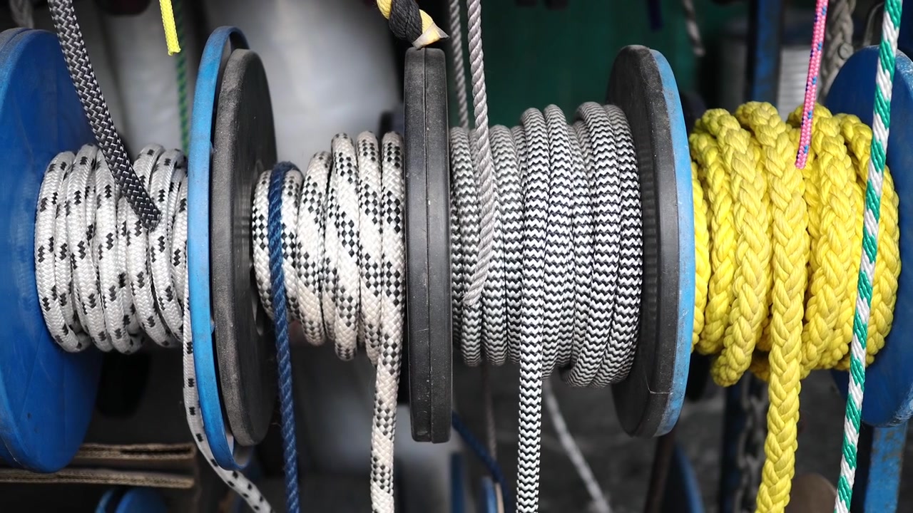 Different Colored Braided Ropes on Spools