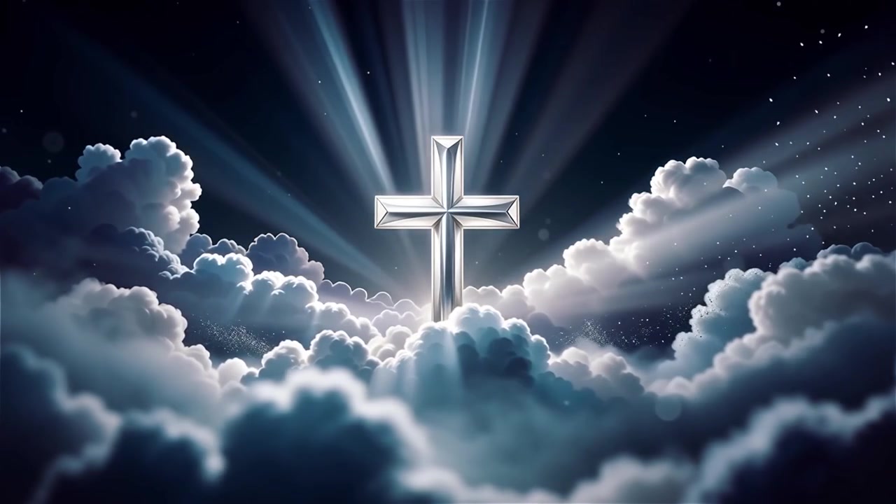 Christian Cross Heavenly Light Worship Background