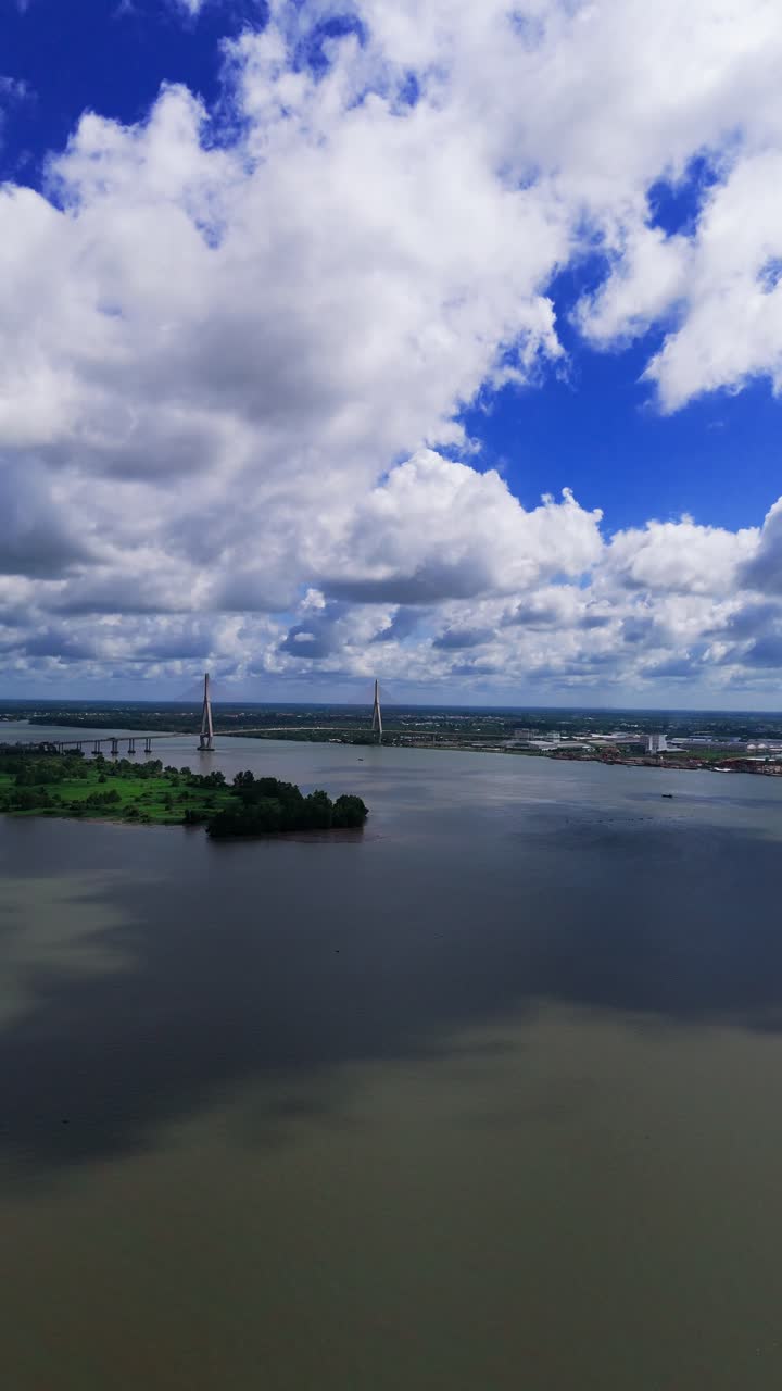 Aerial View of the Bridge and the River in Can Tho.