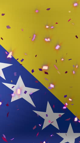 animation of confetti over flag of bosnia and herzegovina