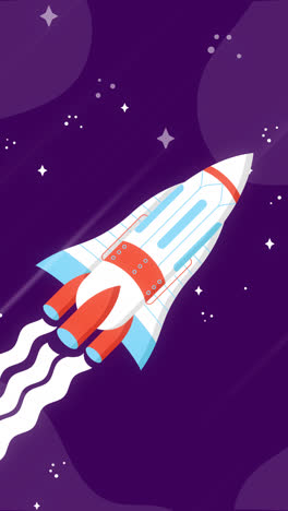 motion graphic of colorful rocket composition with flat design