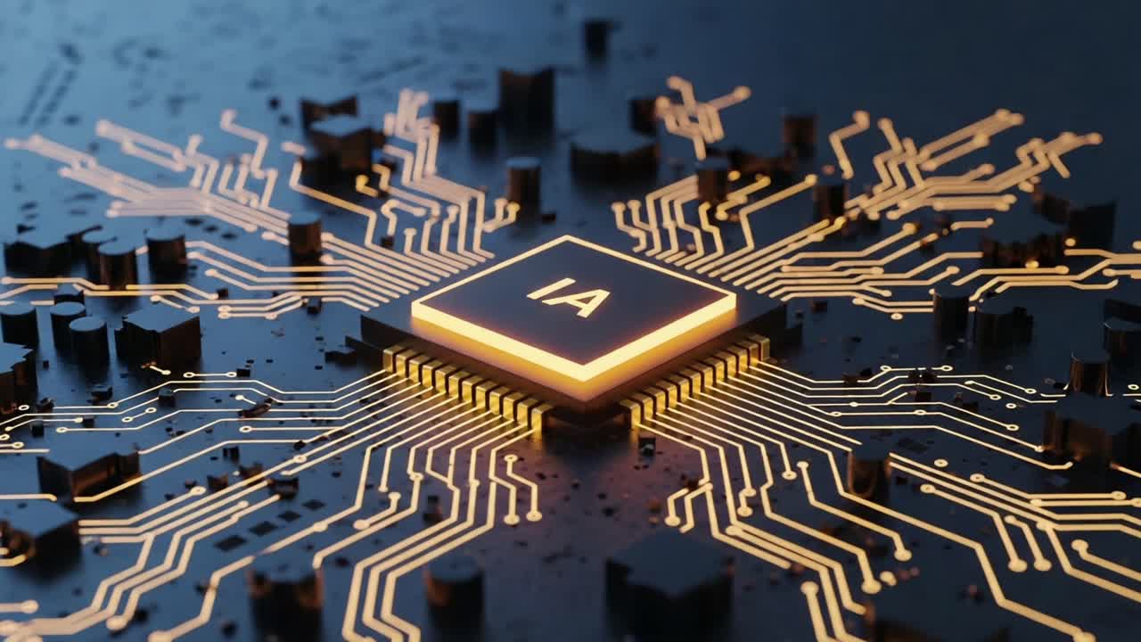 A Close-Up of an Innovative Microchip Surrounded by Circuitry, Highlighting the Intricate Design and Advanced Technology of Modern Computing Components