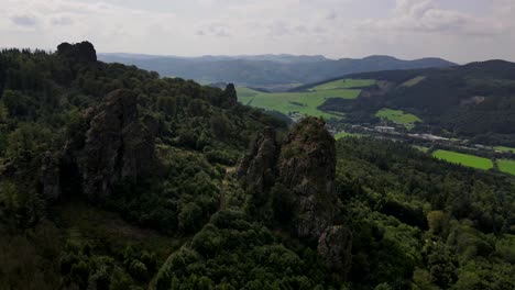 Vista-Aérea-En-Un-Vasto-Bosque,-Disparos-De-Drones-Volando-Sobre-Las-Copas-De-Los-árboles,-Fondo-Natural