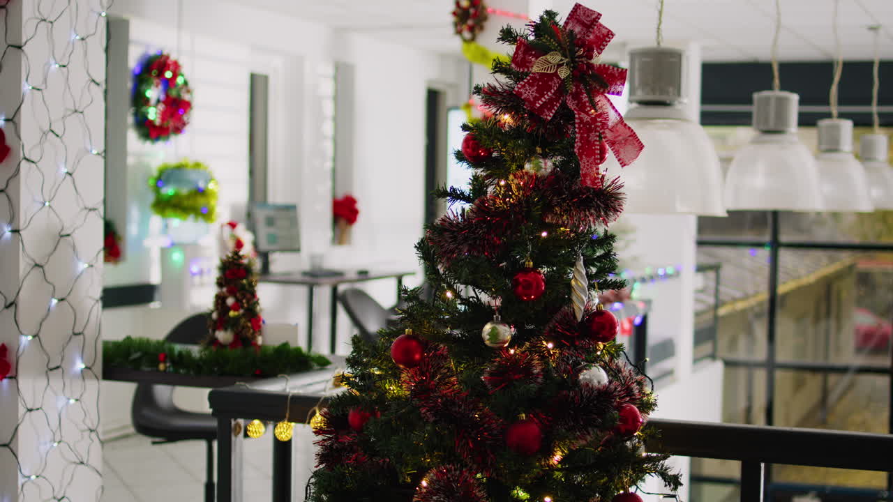 Festive Christmas Decorations in Office