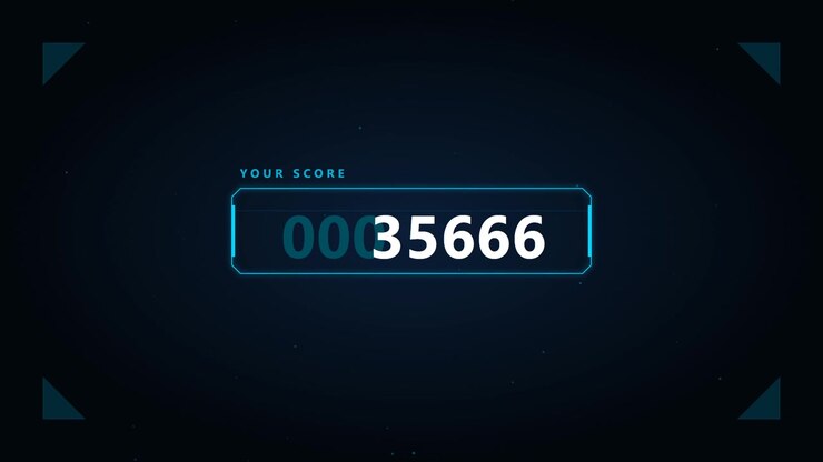 Digital Score Counter Increasing on Futuristic HUD Interface