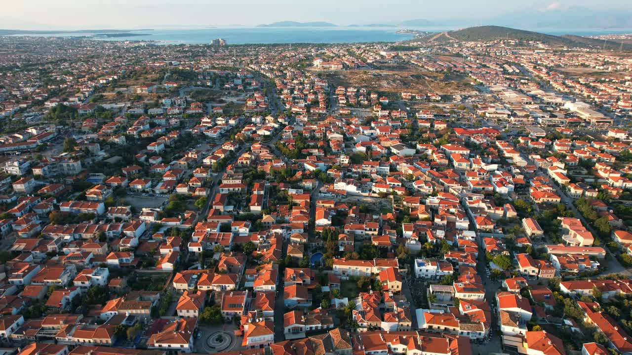 vista aérea de alacati. vista desde el avión no tripulado de alacati.