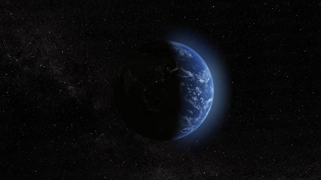 la tierra desde el espacio por la noche