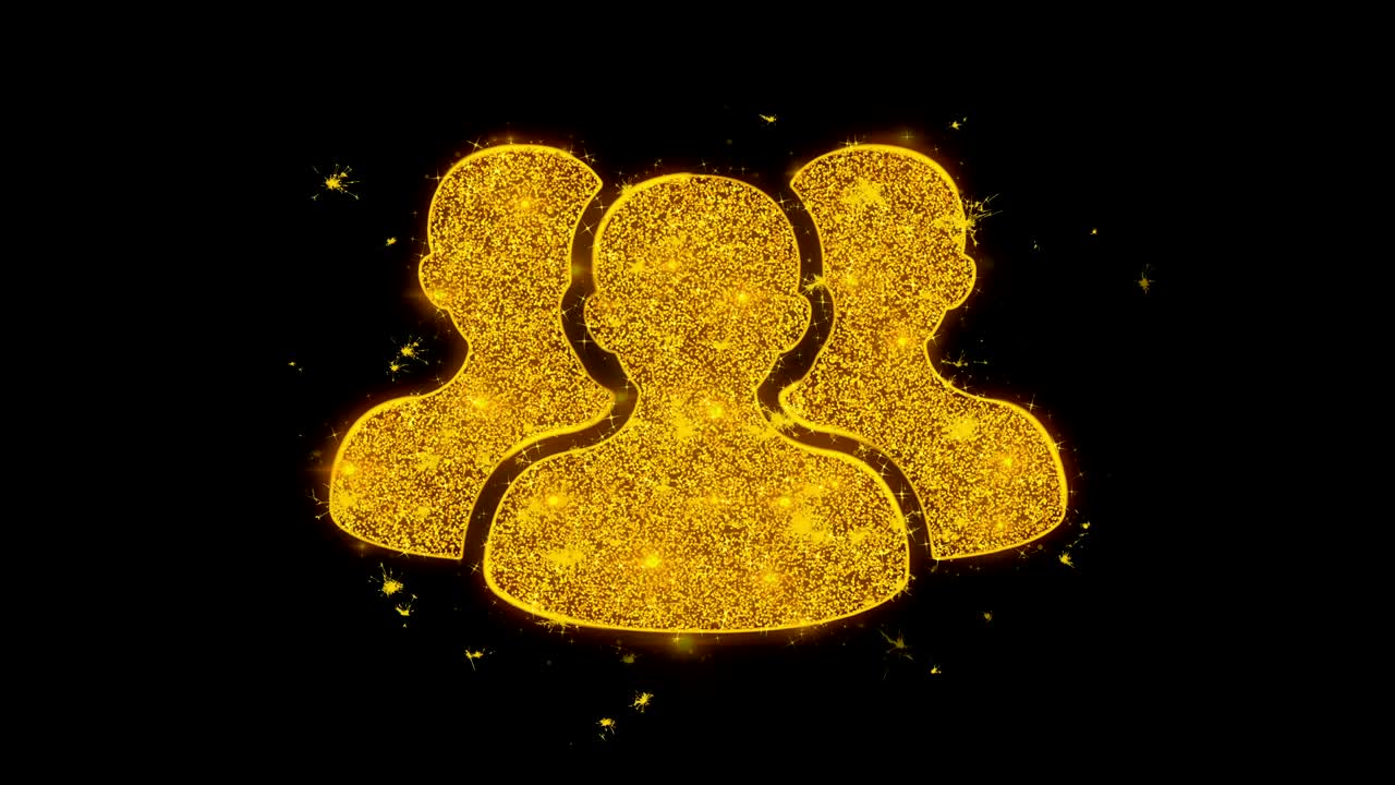 el icono de la gente hace chispas de partículas sobre un fondo negro.