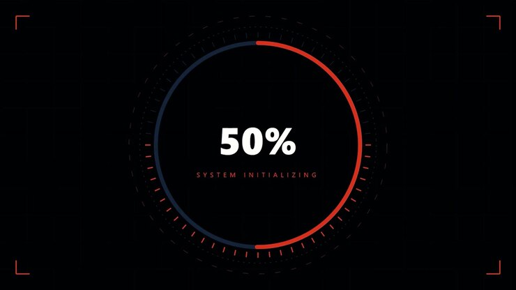 Cerchio di Caricamento Digitale con Testo di Inizializzazione del Sistema