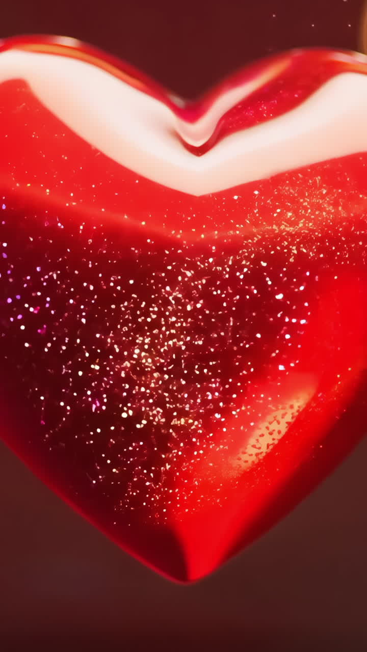 Three red hearts hanging from a string. The hearts are all different sizes and are hanging at different heights. The scene is set against a white background, which gives the impression of a romantic