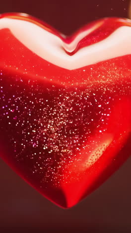 three red hearts hanging from a string. the hearts are all different sizes and are hanging at different heights. the scene is set against a white background, which gives the impression of a romantic
